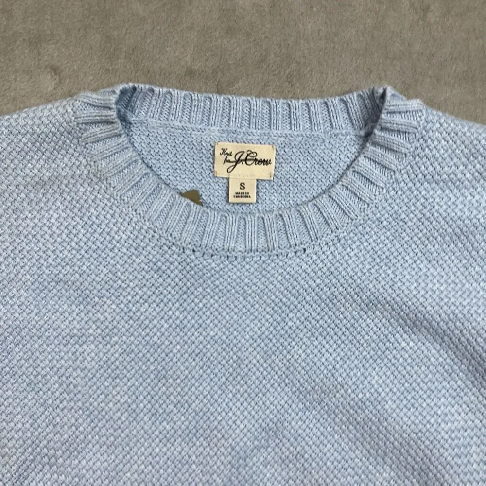 J Crew Sweater Mens S Light Blue Crewneck Premium Basket-stitch Cotton Coastal